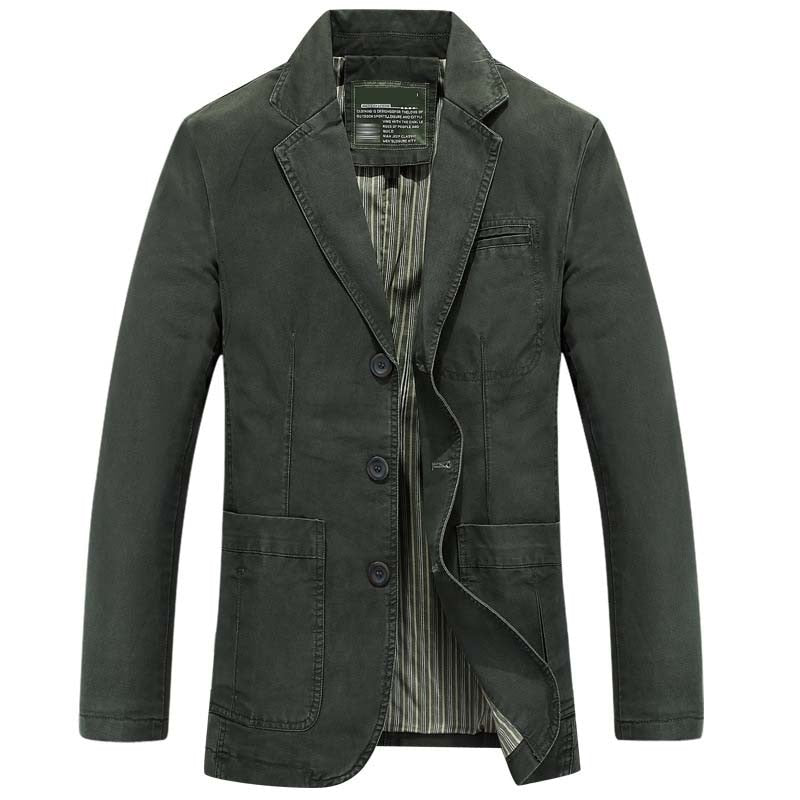 sanyamk Fashion Men Blazer Jacket Cotton Coat Casual Blazer Suits Military Style New Brand Man Clothing Plus Size M-4XL