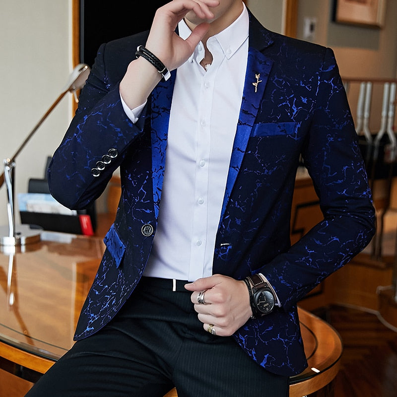 sanyamk Luxury banquet party suit jacket evening dress fashion jacquard casual business jacket Slim men's wedding jacket men's clothing