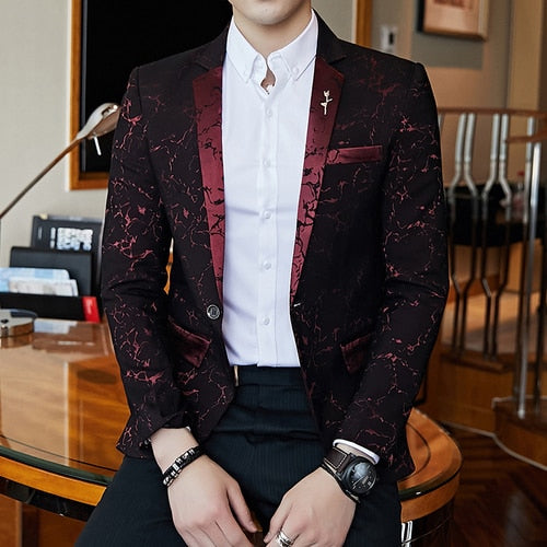 sanyamk Luxury banquet party suit jacket evening dress fashion jacquard casual business jacket Slim men's wedding jacket men's clothing