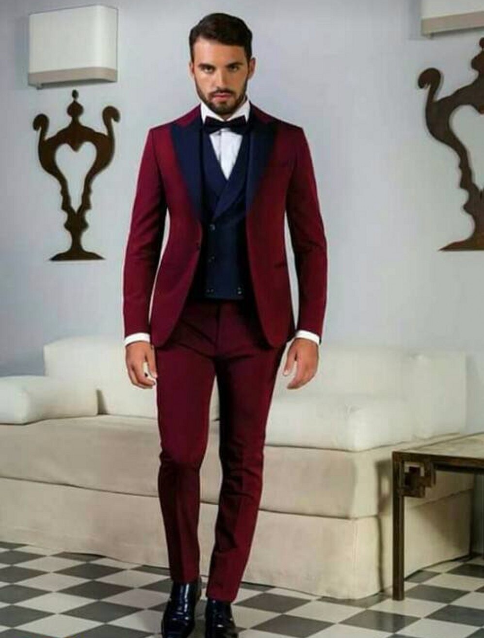 sanyamk Custom Made Groomsmen Champagne Groom Tuxedos Notch Lapel Men Suits Wedding Best Man Blazer ( Jacket+Pants Tie+Vest ) C418