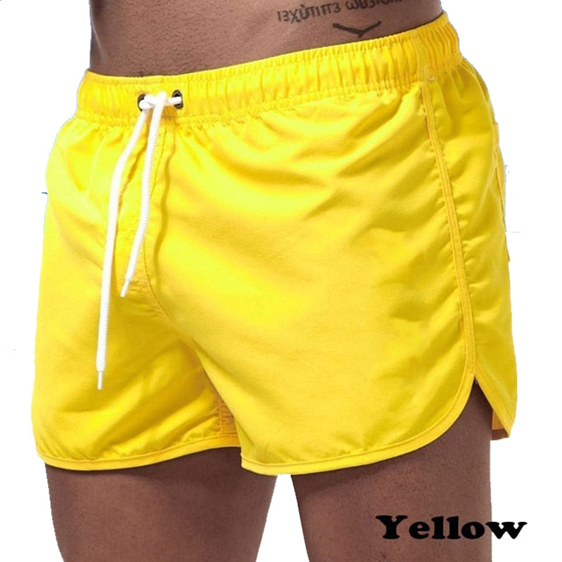 sanyamk Solid Color Summer Quick-Drying Shorts Printed Swimsuit Beach Casual Fitness Clothing Men's Bottom Vacation