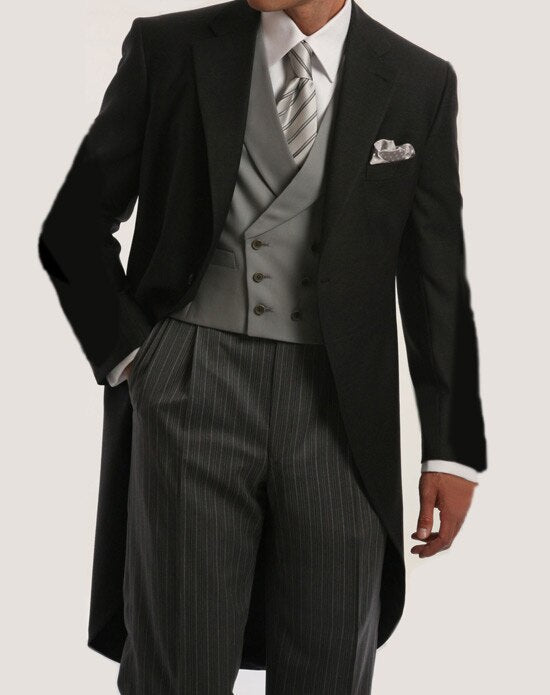 sanyamk Morning Style Groomsmen Custom Made Groom Tuxedos One Button Men Suits Wedding Best Man Blazer ( Jacket+Pants+Vest ) C123
