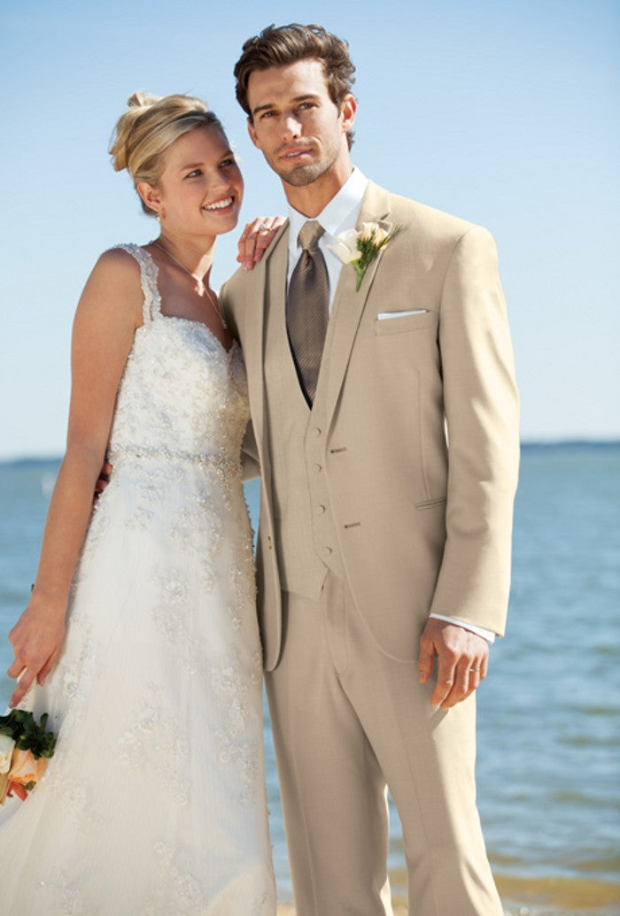 sanyamk Custom Made Groomsmen Champagne Groom Tuxedos Notch Lapel Men Suits Wedding Best Man Blazer ( Jacket+Pants Tie+Vest ) C418