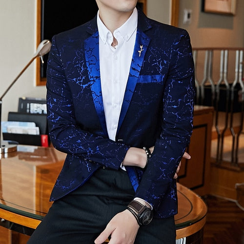 sanyamk Luxury banquet party suit jacket evening dress fashion jacquard casual business jacket Slim men's wedding jacket men's clothing