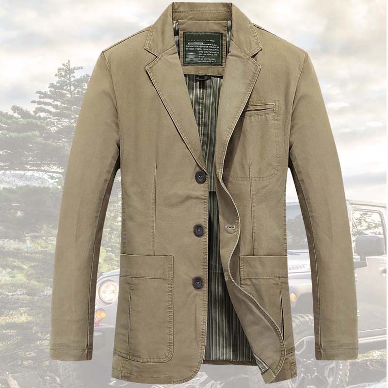 sanyamk Fashion Men Blazer Jacket Cotton Coat Casual Blazer Suits Military Style New Brand Man Clothing Plus Size M-4XL
