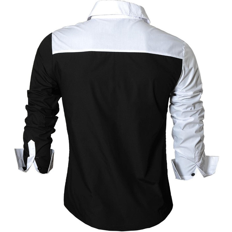 sanyamk Jeansian Men's Casual Dress Shirts Fashion Desinger Stylish Long Sleeve Slim Fit 8371 Black2