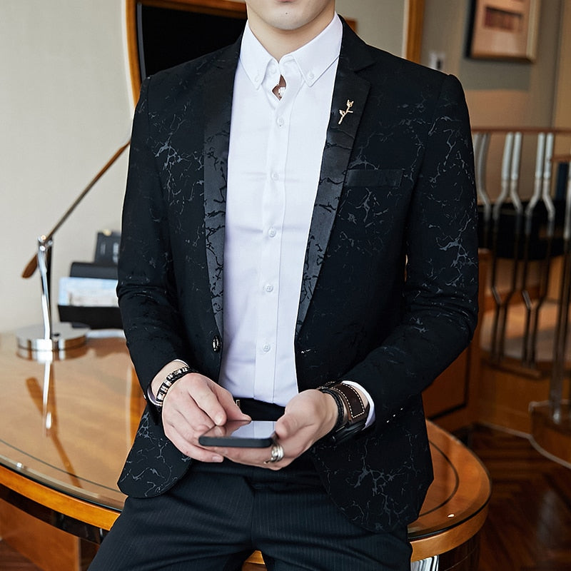 sanyamk Luxury banquet party suit jacket evening dress fashion jacquard casual business jacket Slim men's wedding jacket men's clothing