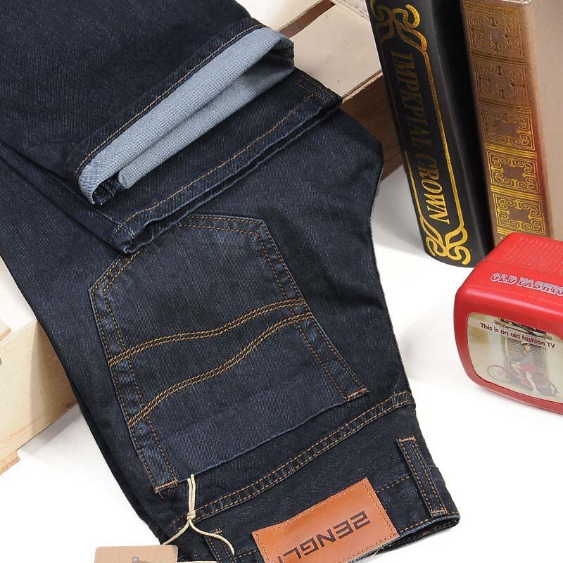 sanyamk 4 Season Men Fashion Jeans Pants Straight Loose Baggy Harem Denim Pants Casual Cotton Trousers Wide Leg Blue Plus Size 28-48