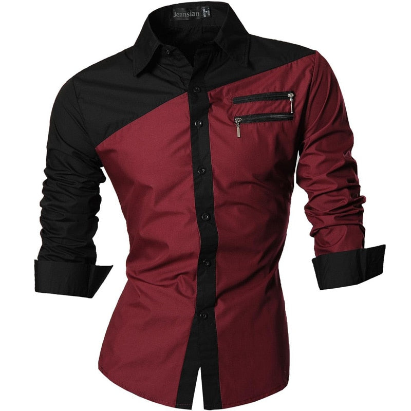 sanyamk Jeansian Men's Casual Dress Shirts Fashion Desinger Stylish Long Sleeve Slim Fit 8371 Black2