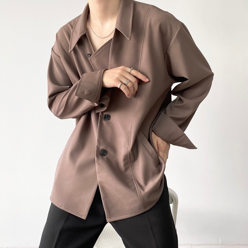 Bonsir Men's Autumn Simple Cool Style Long Sleeve Shirt High Quality Japanese Vintage Fashion Loose Casual Thick Shirt Coat Man