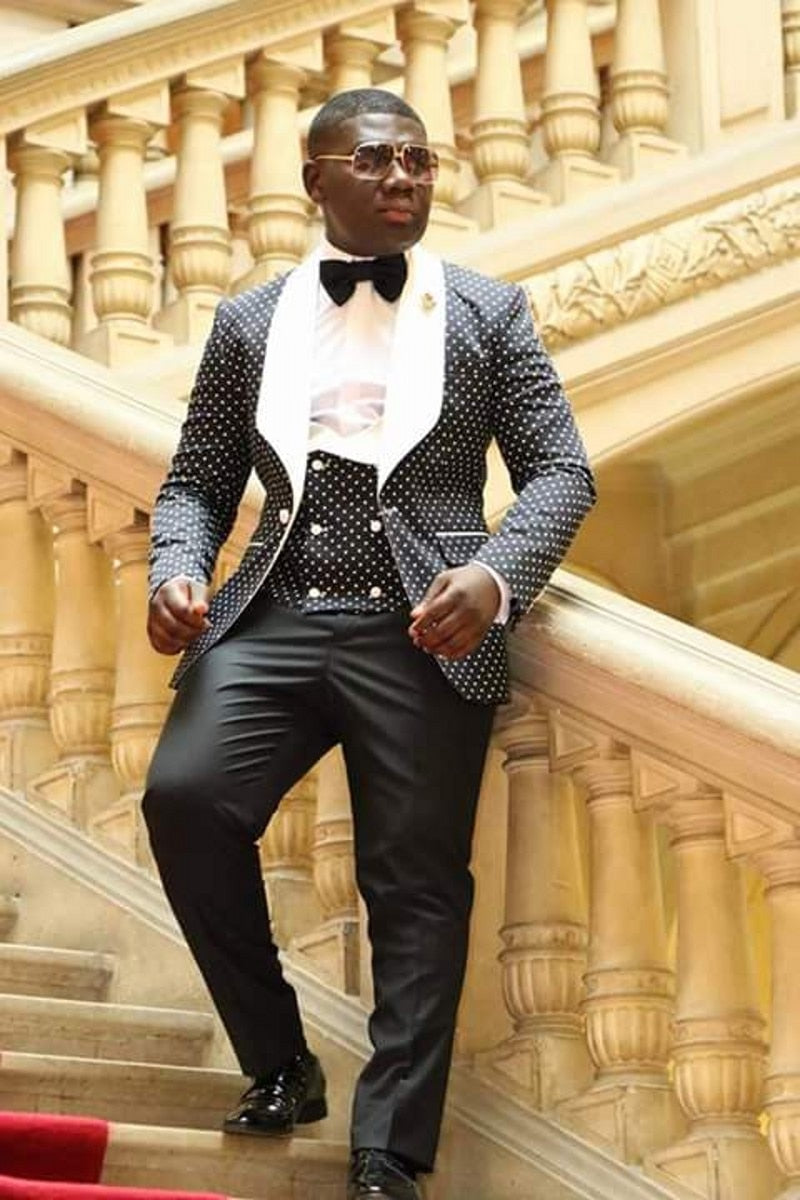 sanyamk New Arrival Men Suits White and Blue Groom Tuxedos Peak Lapel Groomsmen Wedding Best Man ( Jacket+Pants+Vest+Tie ) C713