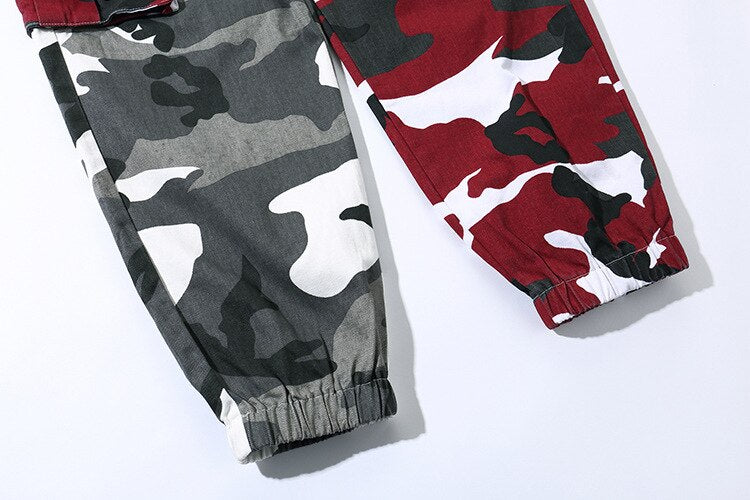 sanyamk Multiple Pockets Camouflage Patch Cotton Men Hip Hop Cargo Pants Joggers Casual Drawstring Pencil Trousers Spodnie Dresowe