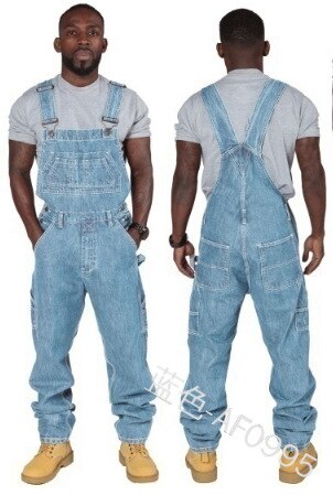 sanyamk Fashion Men Jeans New Suspenders Casual Multi-pocket Jeans Loose Pants Men Clothing Plus Size Overalls Trend Denim Pants