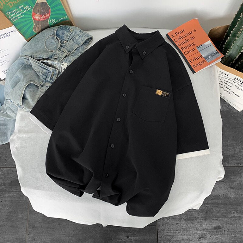 Bonsir fashion niche Design Summer new short sleeve shirt loose Korean clothing chic style shirt fashion shirts streetwear