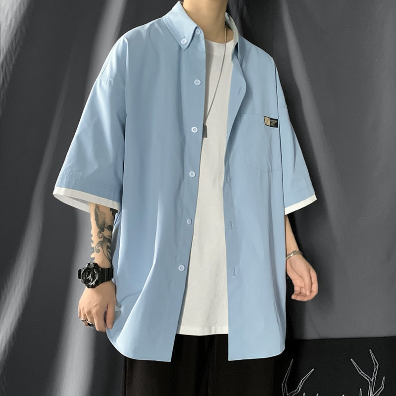 Bonsir fashion niche Design Summer new short sleeve shirt loose Korean clothing chic style shirt fashion shirts streetwear