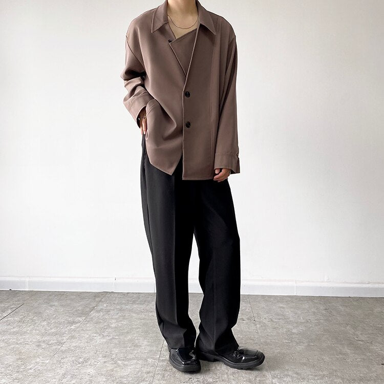 Bonsir Men's Autumn Simple Cool Style Long Sleeve Shirt High Quality Japanese Vintage Fashion Loose Casual Thick Shirt Coat Man