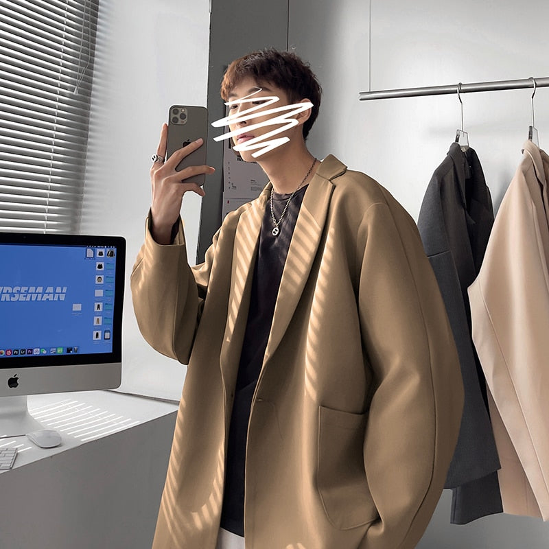sanyamk 5 Colors Korean-style Men Casual Blazers Male One Button Suit Jackets Daily Business Streetwear All-match Simple Suit-tops