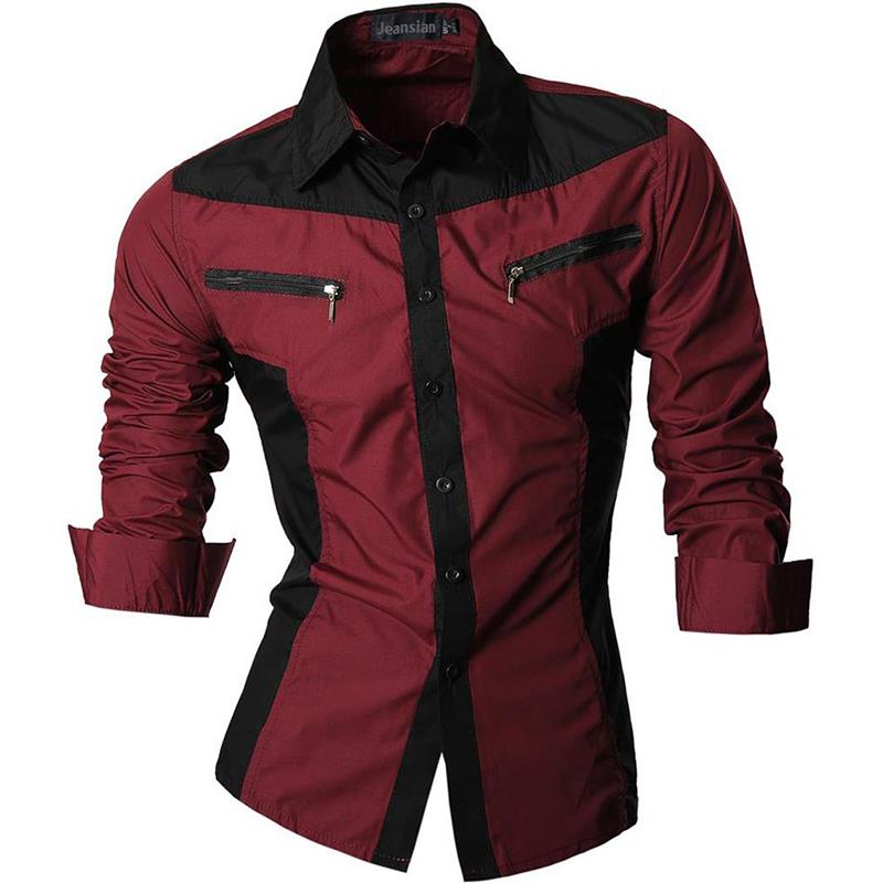 sanyamk Jeansian Men's Casual Dress Shirts Fashion Desinger Stylish Long Sleeve Slim Fit 8371 Black2