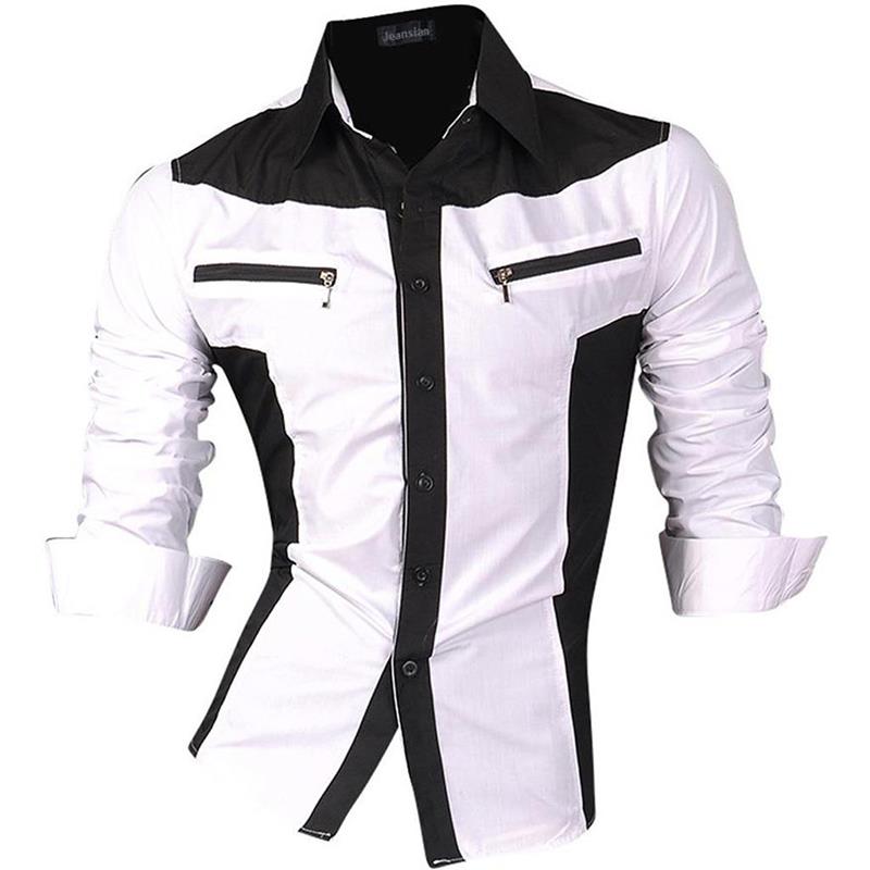 sanyamk Jeansian Men's Casual Dress Shirts Fashion Desinger Stylish Long Sleeve Slim Fit 8371 Black2