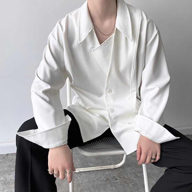 Bonsir Men's Autumn Simple Cool Style Long Sleeve Shirt High Quality Japanese Vintage Fashion Loose Casual Thick Shirt Coat Man