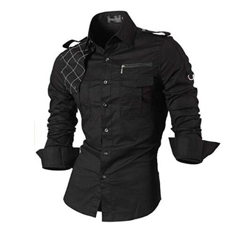 sanyamk Jeansian Men's Casual Dress Shirts Fashion Desinger Stylish Long Sleeve Slim Fit 8371 Black2