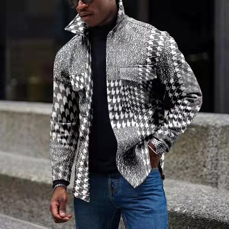 sanyamk New Casual Oversized Loose Coat Men Jacket Autumn Stripe Splicing Jacket Buttons Pocket Long Sleeve Cardigan Male Outerwear