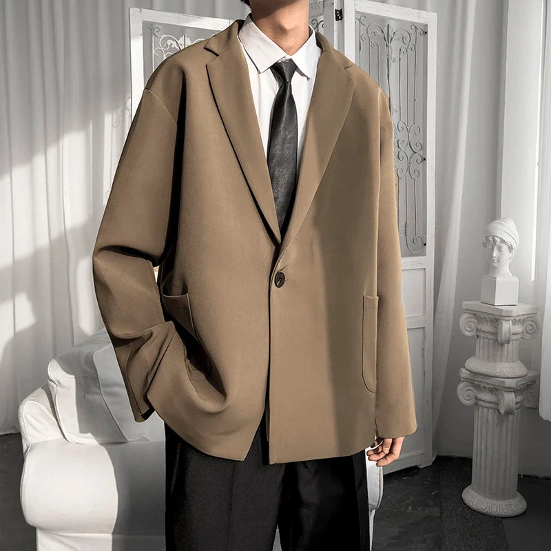 sanyamk Korean-style Men Casual Blazers Male One Button Suit Jackets Daily Business Streetwear All-match Simple Suit-tops