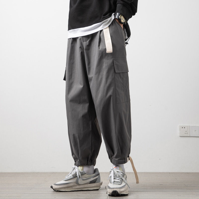 Bonsir Streetwear Black Mens Harem Joggers Pants Men Cargo Pants Men's Baggy Jogging Sweatpants Korean Style Fashion Wide Leg Pants