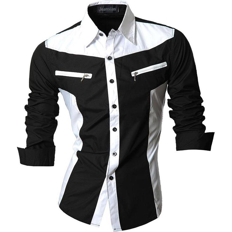 sanyamk Jeansian Men's Casual Dress Shirts Fashion Desinger Stylish Long Sleeve Slim Fit 8371 Black2