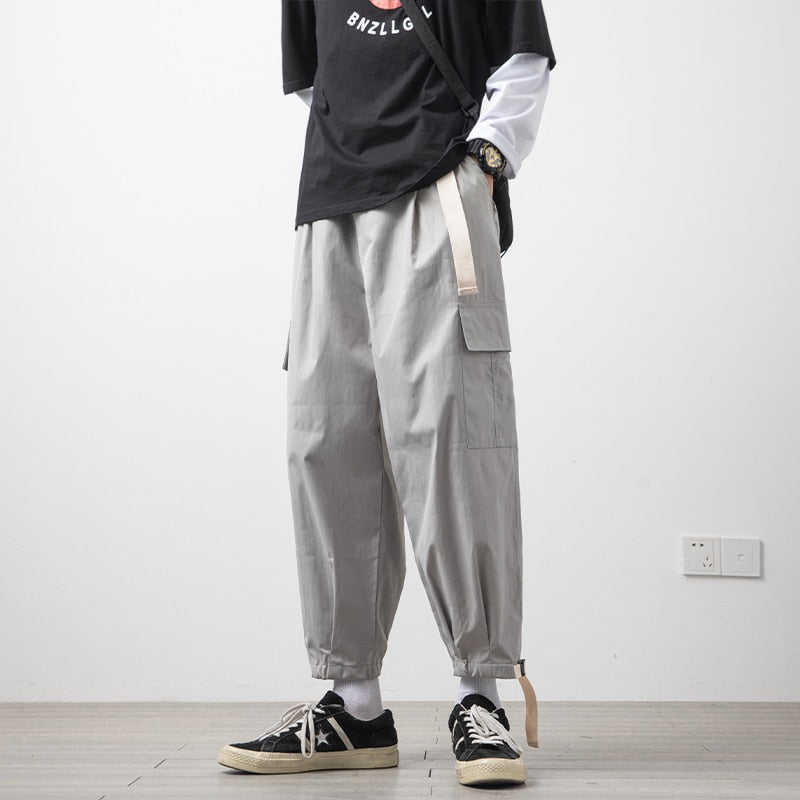 Bonsir Streetwear Black Mens Harem Joggers Pants Men Cargo Pants Men's Baggy Jogging Sweatpants Korean Style Fashion Wide Leg Pants