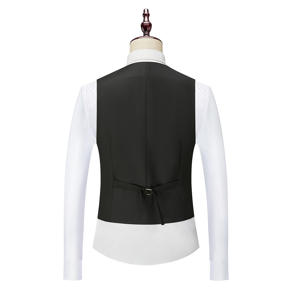sanyamk 3 Piece Boyfriend Men Suits for Slim Fit Wedding Tuxedos Black Formal Groom Jacket Pants Vest Ready in Stock