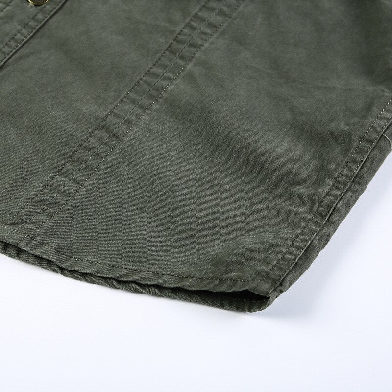 sanyamk Autumn Men Washing Shirts Military Style Casual Cargo Cotton Chic Pocket Tracksuit Simple Solid Color Long Sleeve Clothing