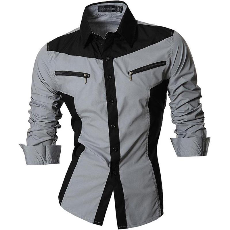 sanyamk Jeansian Men's Casual Dress Shirts Fashion Desinger Stylish Long Sleeve Slim Fit 8371 Black2