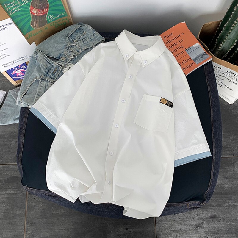 Bonsir fashion niche Design Summer new short sleeve shirt loose Korean clothing chic style shirt fashion shirts streetwear