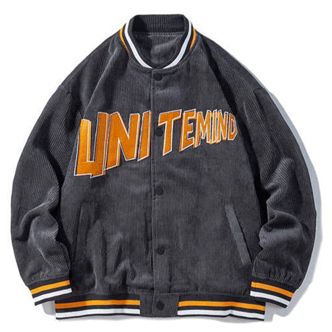 Bonsir Streetwear Corduroy Baseball Jacket Coat Uniform Men Letter Embroidery Loose Bomber Jacket College Hip Hop Outwear Tops