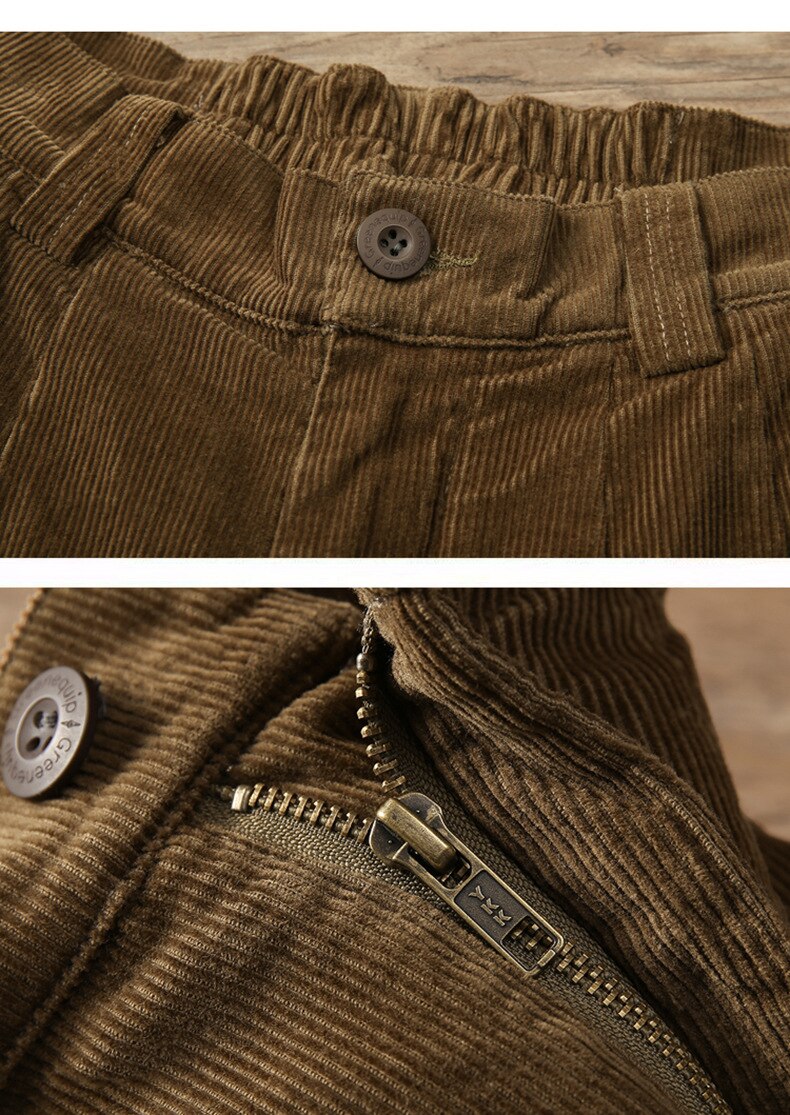 sanyamk New Man's Straight Pants Corduroy Japanese Mid Waist Zipper Trend Vintage Solid Color Loose Casual Mens Wide Leg Trousers