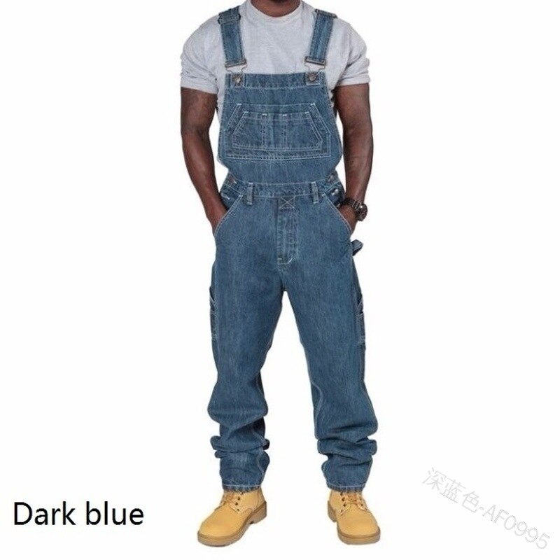 sanyamk Fashion Men Jeans New Suspenders Casual Multi-pocket Jeans Loose Pants Men Clothing Plus Size Overalls Trend Denim Pants