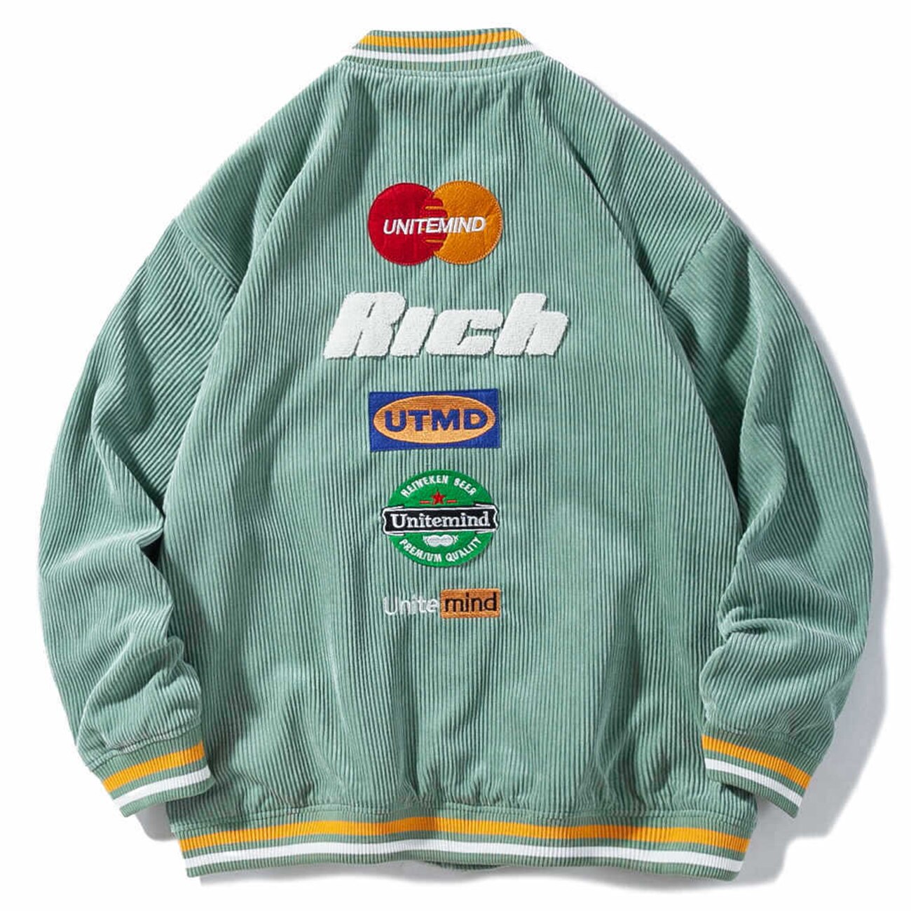 Bonsir Streetwear Corduroy Baseball Jacket Coat Uniform Men Letter Embroidery Loose Bomber Jacket College Hip Hop Outwear Tops