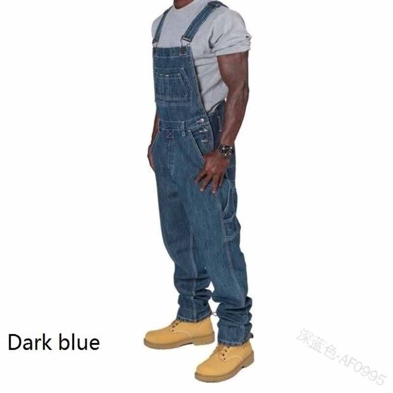 sanyamk Fashion Men Jeans New Suspenders Casual Multi-pocket Jeans Loose Pants Men Clothing Plus Size Overalls Trend Denim Pants