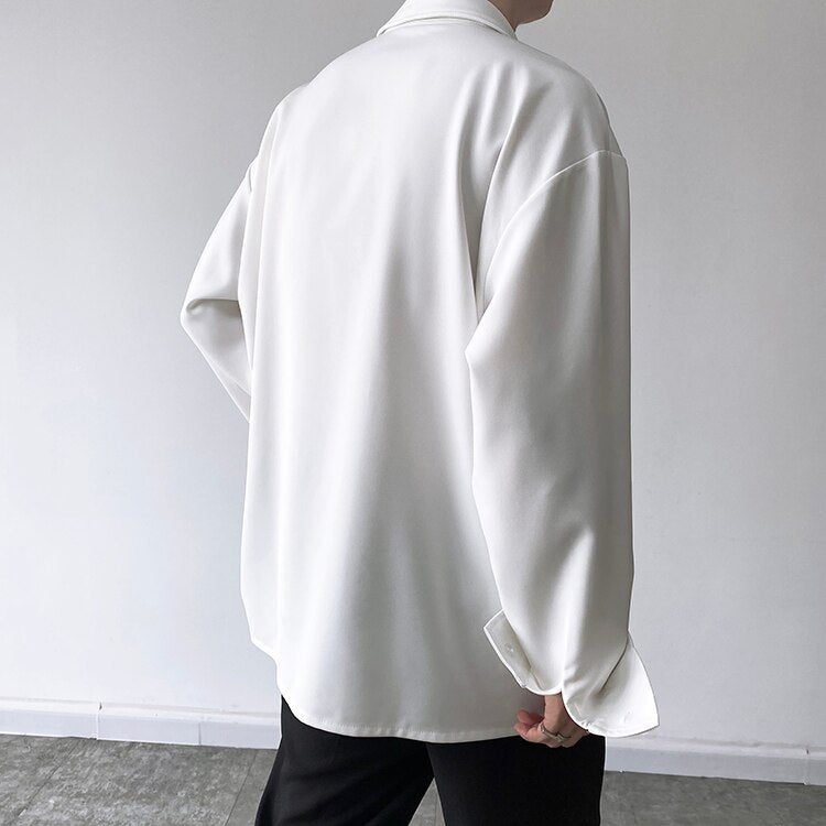 Bonsir Men's Autumn Simple Cool Style Long Sleeve Shirt High Quality Japanese Vintage Fashion Loose Casual Thick Shirt Coat Man