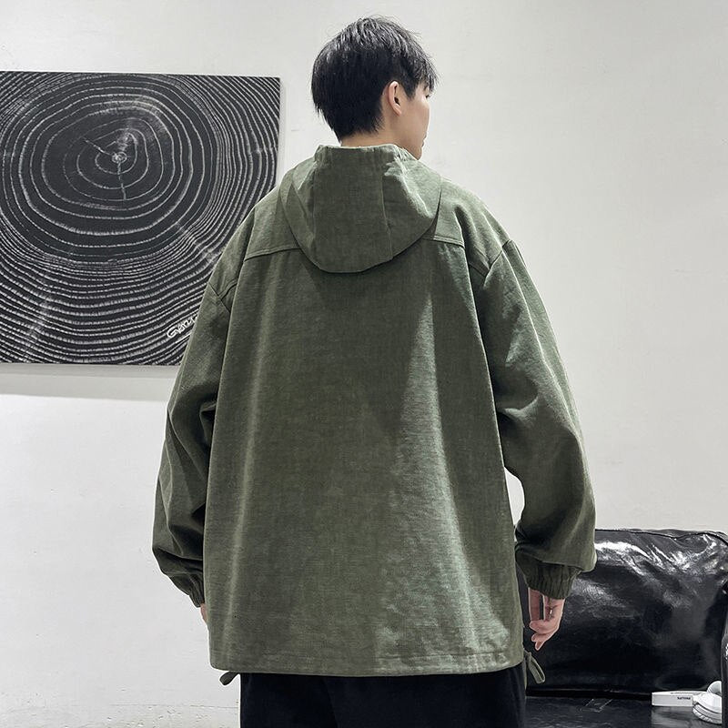 Bonsir Autumn Cotton Pullover Jacket Men's Fashion Casual Pocket Tooling Jackets Mens Streetwear Loose Hip-hop Bomber Jacket Men M-5XL