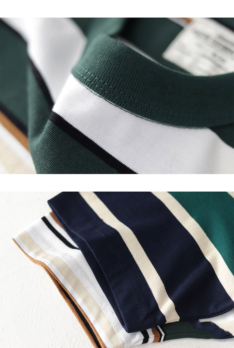 Bonsir Summer Stripe T-Shirt Men And Women Classic Streetwear Fashion Ins Trend Vintage O-Neck Cotton Youth Couple Short-Sleeved Tops