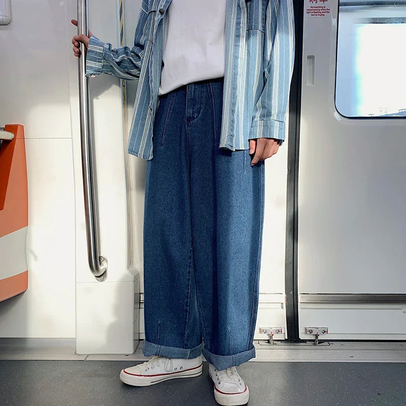 sanyamk Baggy Denim Pant Men Loose Straight Wide Leg Jeans Men's Women's Streetwear Skateboard Hip Hop Casual Trousers Oversized 2XL