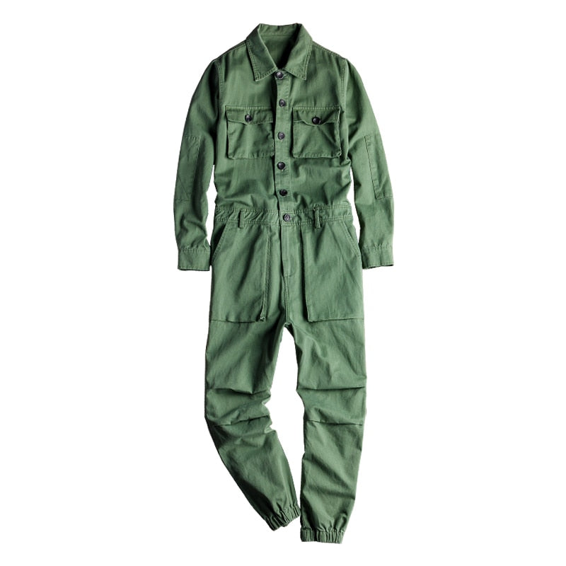 sanyamk Men's long sleeve pockets cargo joggers jumpsuits Casual overalls coveralls Costume pants Black Army green Khaki