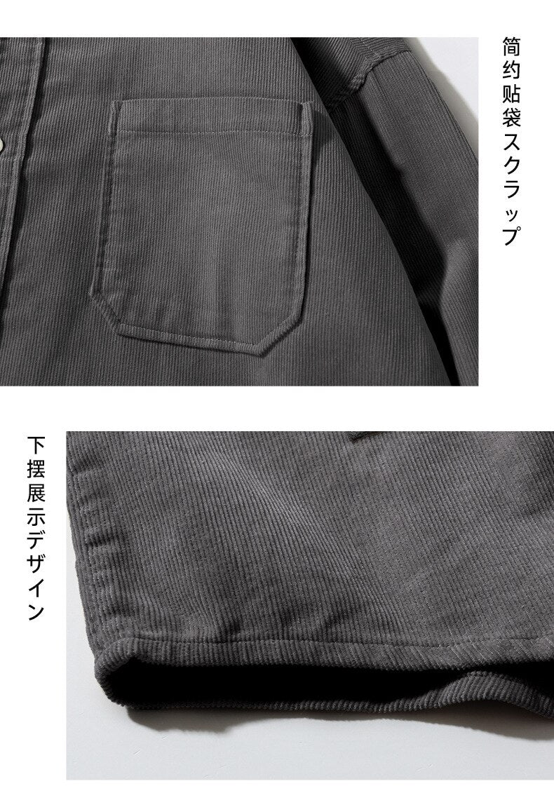 sanyamk Japanese System Male Vintage Flannel Shirt Autumn New Men's Solid Color Loose Long Sleeve Shirt oversized Man Shirt Koszula