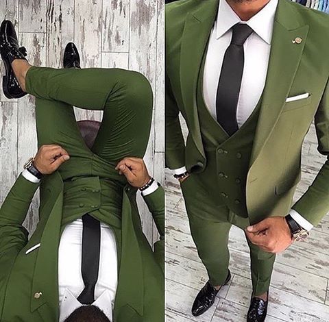 sanyamk Custom Made Men Suits Olive Green Groom Tuxedos Notch Lapel Groomsmen Wedding Best Man 3 Pieces ( Jacket+Pants+Vest+Tie ) C894