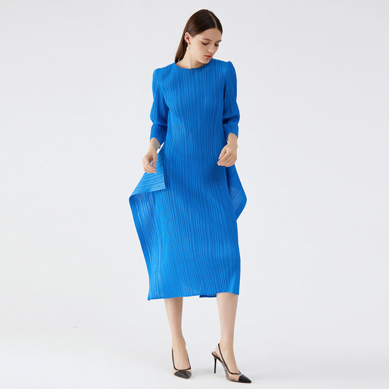 Women's clothing 2025 spring new casual double spell waist Korean version design sense niche Platycodon pleated temperament dress