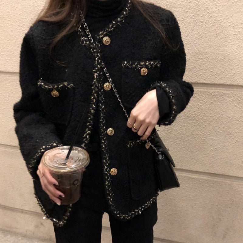 2025 spring new spring and autumn light and mature style temperament thin and versatile gold silk tweed fragrant short coat