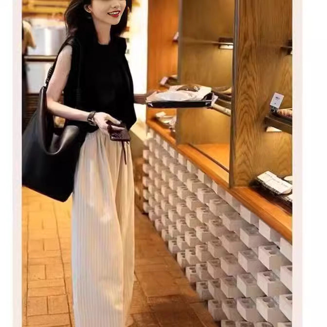 Summer wear with a complete set of this year's popular fashion women's clothing Internet celebrities fried street professional wide-leg pants two-piece suit 2025
