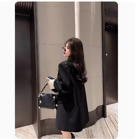 Black blazer women's 2025 spring clothing high sense this year popular loose temperament commuter casual suit top